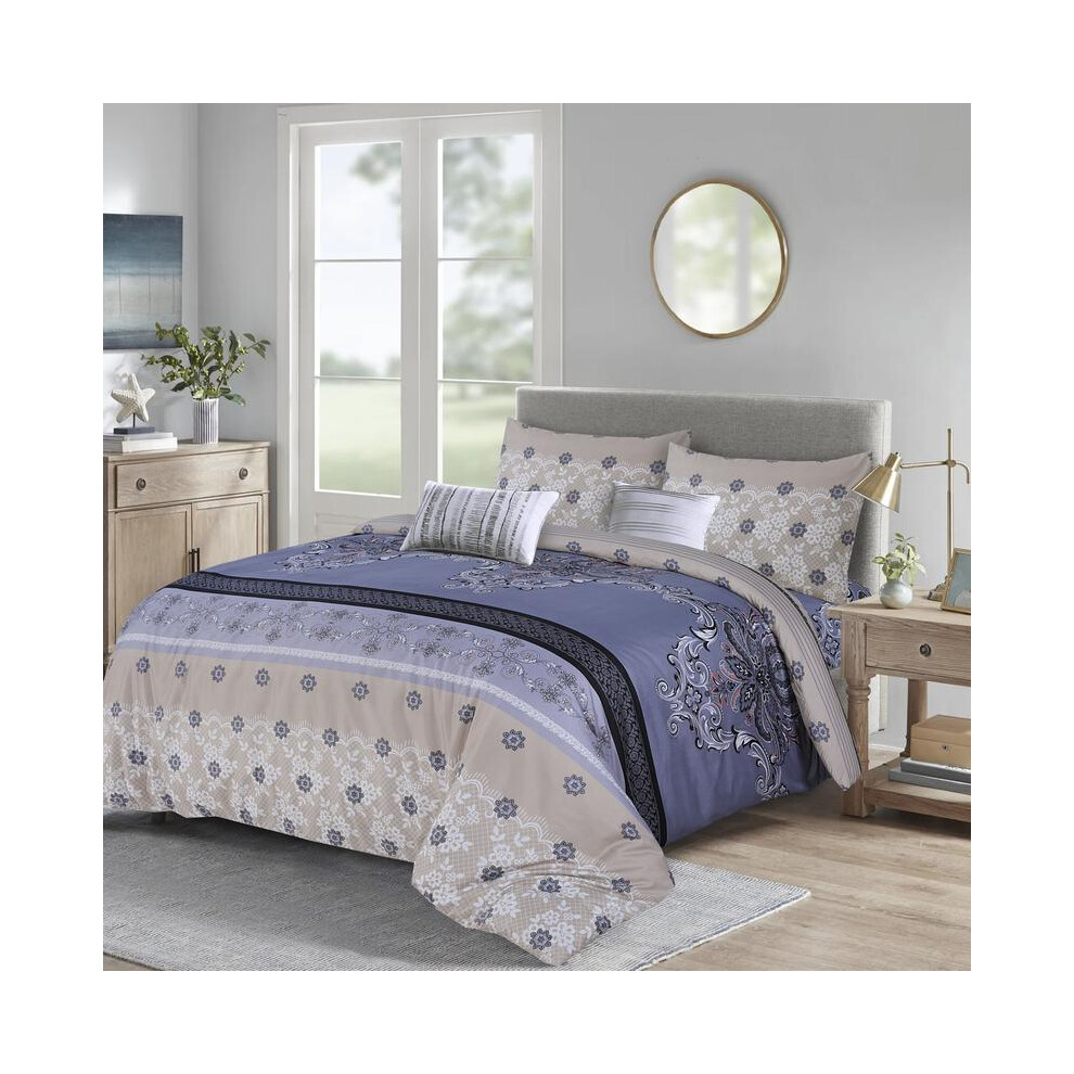 (Agata Grey, King) Luxury 4-Piece Marble & Floral Bedding Set â Ultra Soft Duvet Cover with Deep Pocket Fitted Sheet & Pillowcases â Hotel Quality-image-OPC-PKDTYH7-NEW