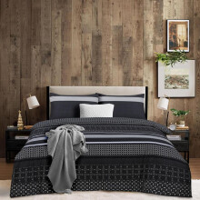 (Stripe-Black, Doubble) Luxury 4-Piece Marble & Floral Bedding Set – Ultra Soft Duvet Cover with Deep Pocket Fitted Sheet & Pillowcases – Hotel Quality,