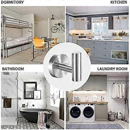 Stainless Steel Wall Hooks 2-Pack - Brushed Nickel Bathroom/Kitchen 2