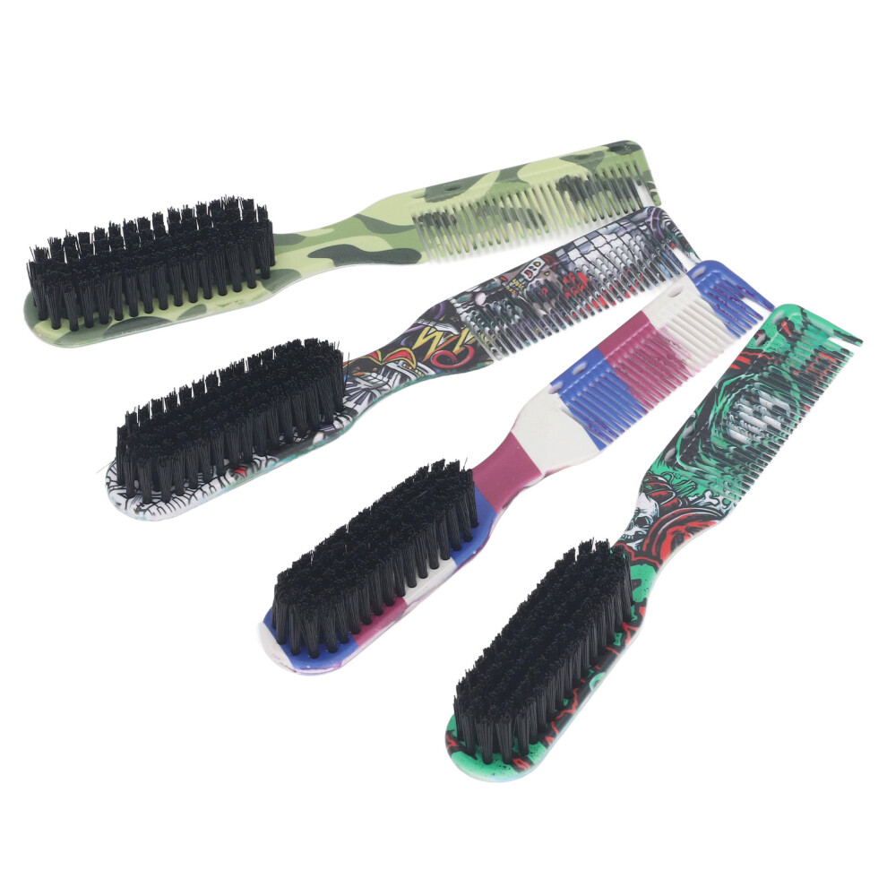Unisex 4Pcs 2-In-1 Barber Fade Brush & Comb For Clipper, Plastic, Ergonomic Design