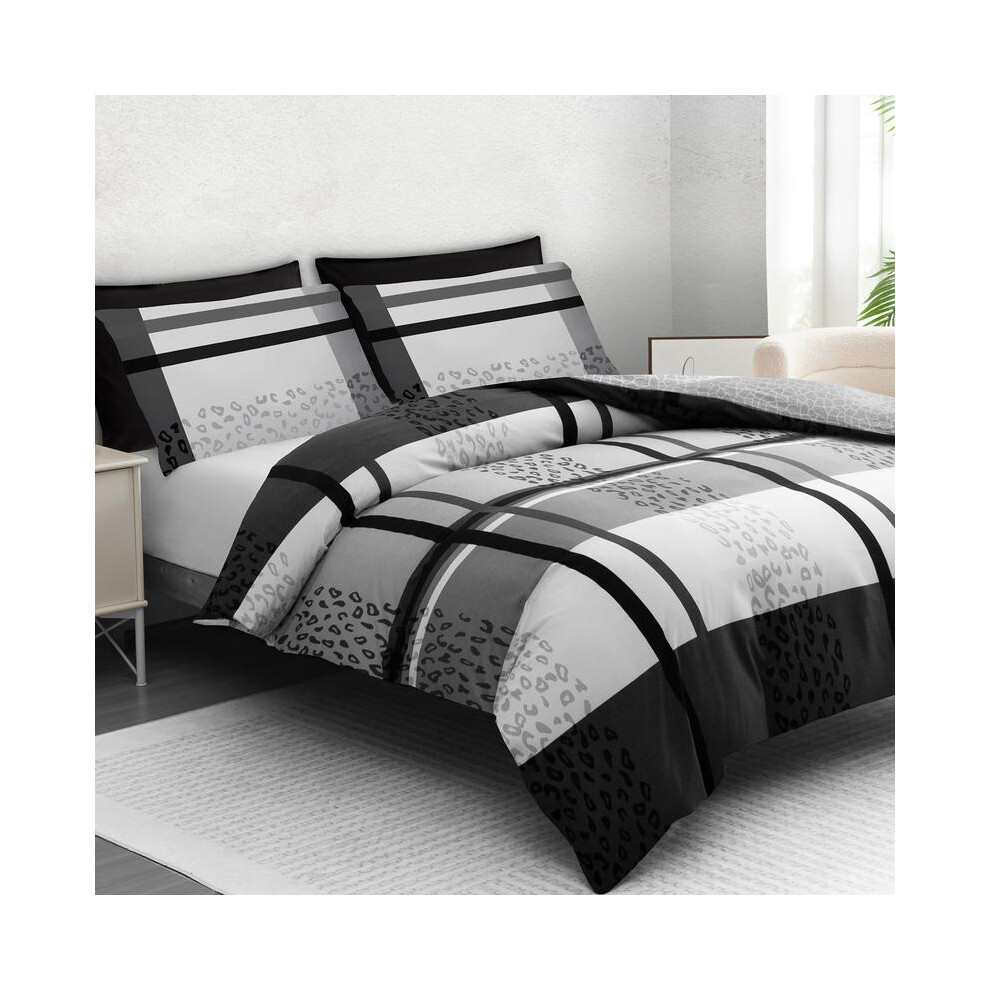 (Cheetah Black White Grey, Double (200 x 200 cm)) Nautica Print Luxury Microfiber Duvet Cover Set with Pillowcases Ultra-Soft Comfy Bedding Sets Singl-image-OPC-PKDTZM9-NEW