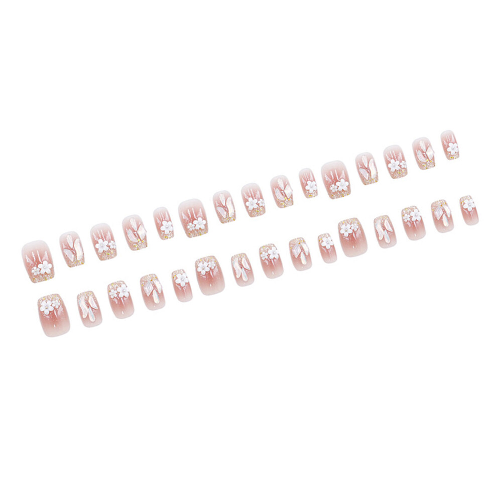 24Pcs Press on Nail French Tips Fake Nail Glues on Nail
