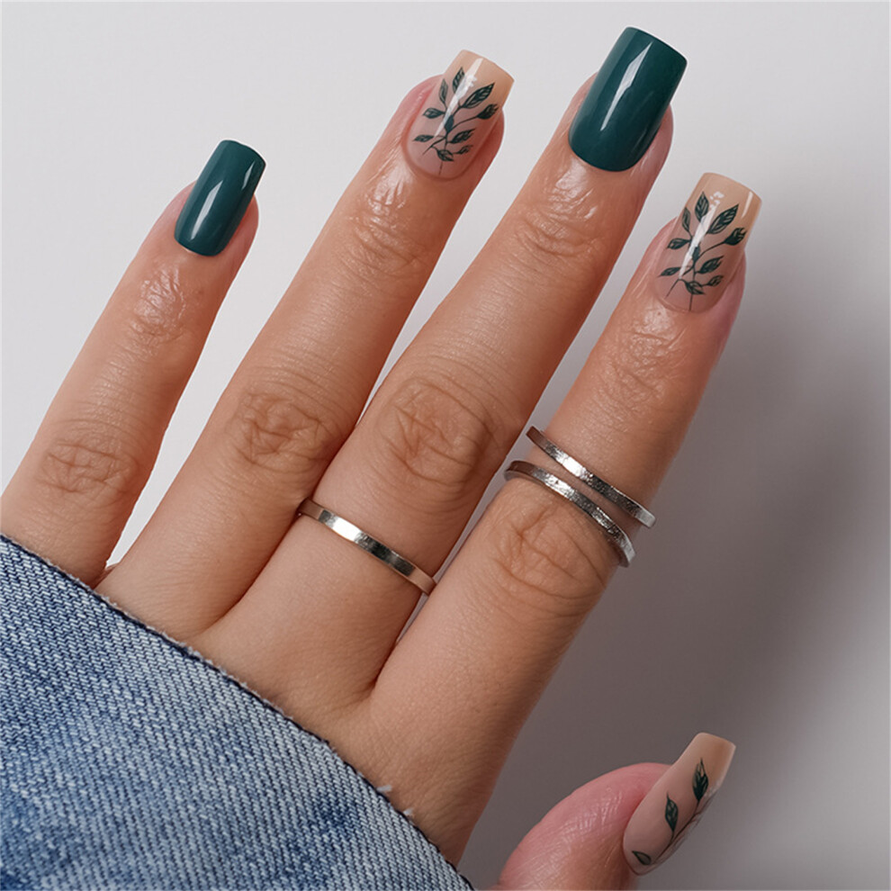 Press on Nail French Tip Square Nail Tips Fake Nail with Designs