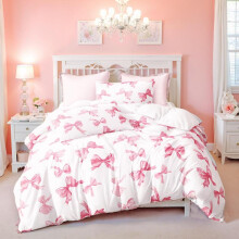 (Bow 1, UK Double) Butterfly Print Bedding Set, 1 Count Bedspread & 2 Counts Pillowcase without Filler, Soft Comfortable Bedding Set for Home Bedroom