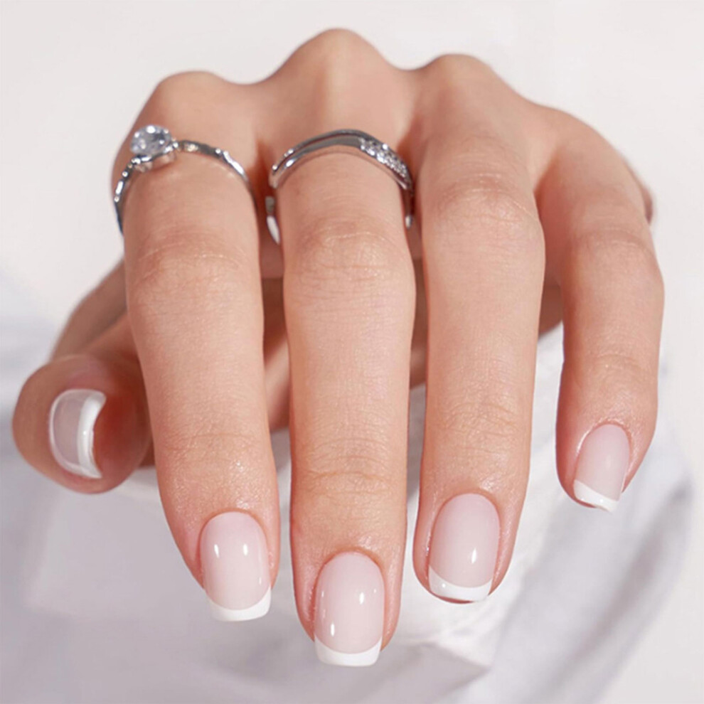 24Pcs Omber Press on Nail Glossy Fake Nail Stick on Nail in 12