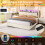 (Beige, LED Headboard with Charging Station) King Upholstered Bed Frame with Hydraulic Storage 7