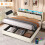 (Beige, LED Headboard with Charging Station) King Upholstered Bed Frame with Hydraulic Storage 8