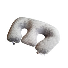 Twin Nursing Pillow for Breastfeeding, Grey Cotton Cover, Machine Washable, Double Support for Simultaneous Feeding