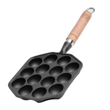 Takoyaki Pan 14-Hole Cast Iron With Removable Handle Non-Stick Coating Octopus Meatballs Mould Maker