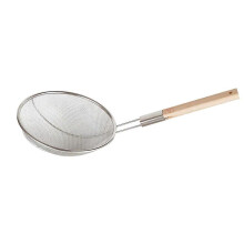Wooden Handle Strainer 6.3” - Frying & Pasta Skimmer