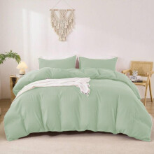 (Duck egg, Super King) 3-Piece Plain Duvet Cover Quilt Covers Plain Bedding Set- Elegant Pattern -Breathable Fabric. Year-Round Comfort. Soft and Smooth Touch