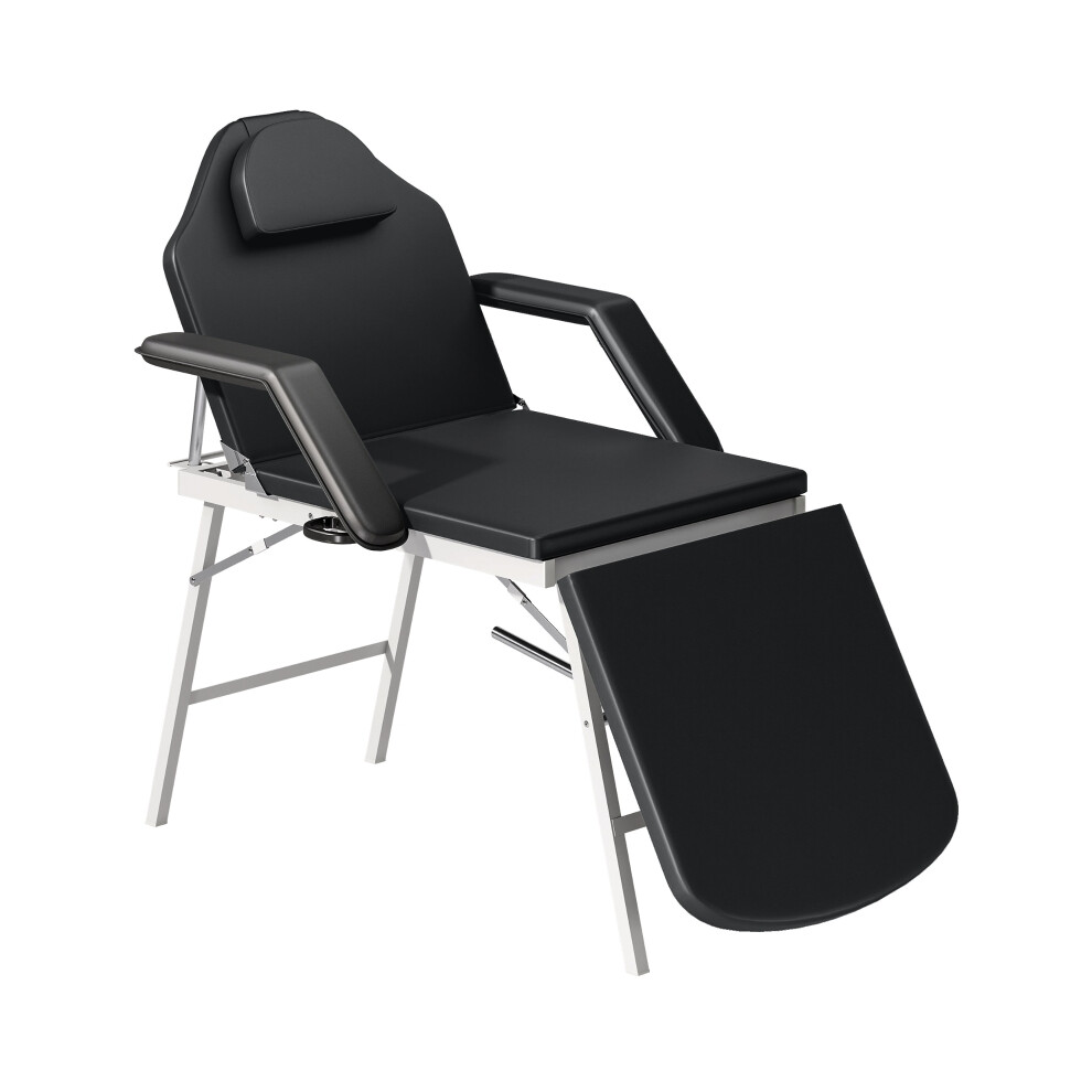 Portable Massage Table with Face Hole Foldable & Adjustable 3-Section Beauty Bed for Spa Lash Tattoo in Black