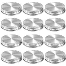 12-Pack Stainless Steel Mason Jar Lids with Silicone Seals for Regular Mouth