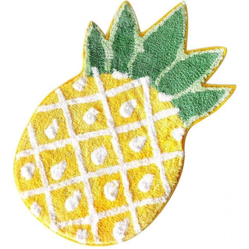 Non-Slip Pineapple Door Mat - Machine-Washable Low-Profile Rug (32"x20")