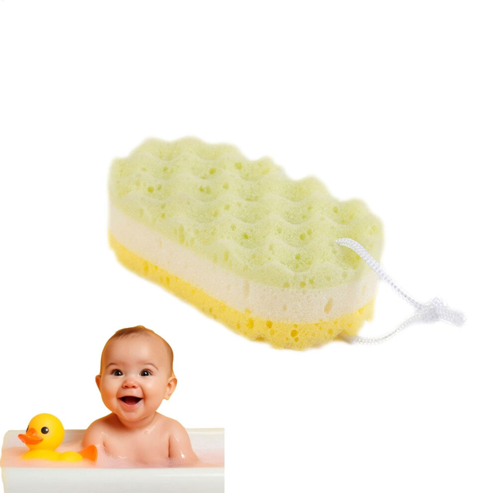 Toddler Foam Rub Ergonomic Gentle Body Sponge Soft Bath Towel Wave Texture Design Yellow For Family Friends