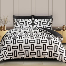 (Black & White Satin Silk, Double (200 x 200 cm)) Satin Silk Black & Gold Duvet Cover Set with Pillow Cases, Ultrasoft Bedding Sets All Sizes Available, Premium Satin Silk Duvet Covers
