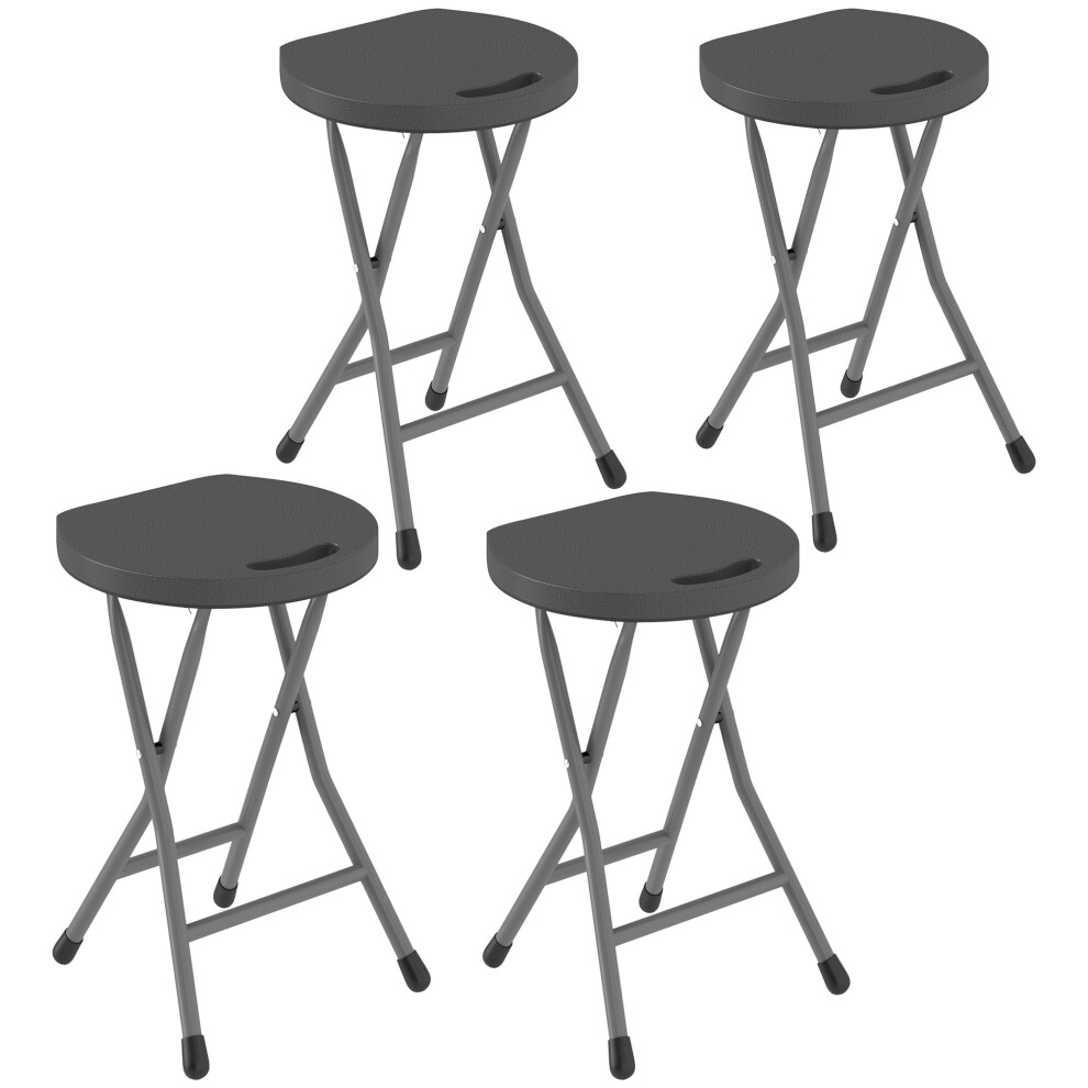 Set of Four Folding Carry Stools in Charcoal Grey Portable Space-Saving Folding Design for Camping Outdoor & Garden Use-image-OPC-PKDVFN6-NEW