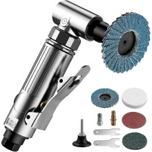 Pneumatic Angle Grinder 1/4" 90psi (6.35 Bar) 20,000 rpm with 4 different grinding discs 2 spindles 3mm/6mm