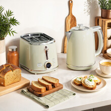 (Grey) HOMCOM 1.7L 3000W Kettle and 2 Slice Toaster with Keep Warm Memory Function