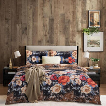 (IVY, Single) Luxury 4-Piece Marble & Floral Bedding Set – Ultra Soft Duvet Cover with Deep Pocket Fitted Sheet & Pillowcases – Hotel Quality,