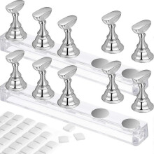 2 Set Acrylic Nail Art Practice Stands Magnetic Nail Tips Holders Training Fingernail Display Stands Diy Nail Crystal Holders