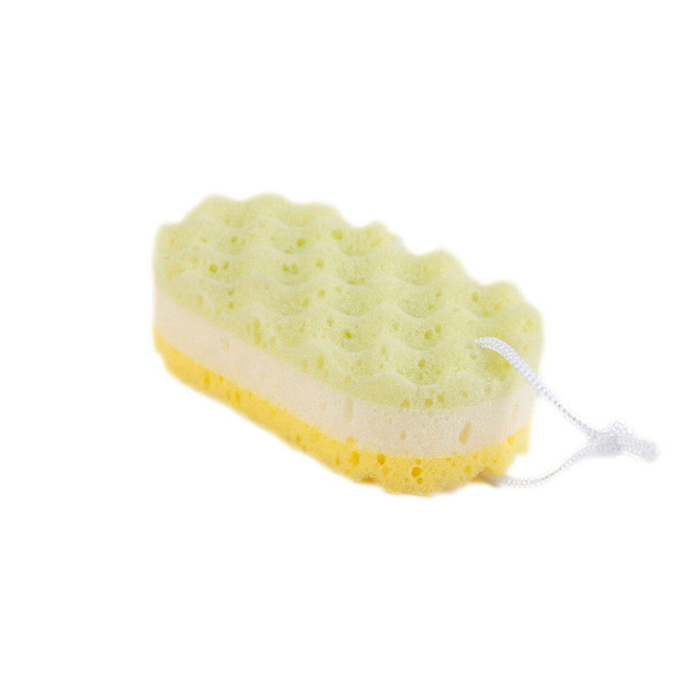 Toddler Foam Rub | Soft Yellow Bath Sponge with Wave Texture Design | Ergonomic Body Towel for Gentle Bathing