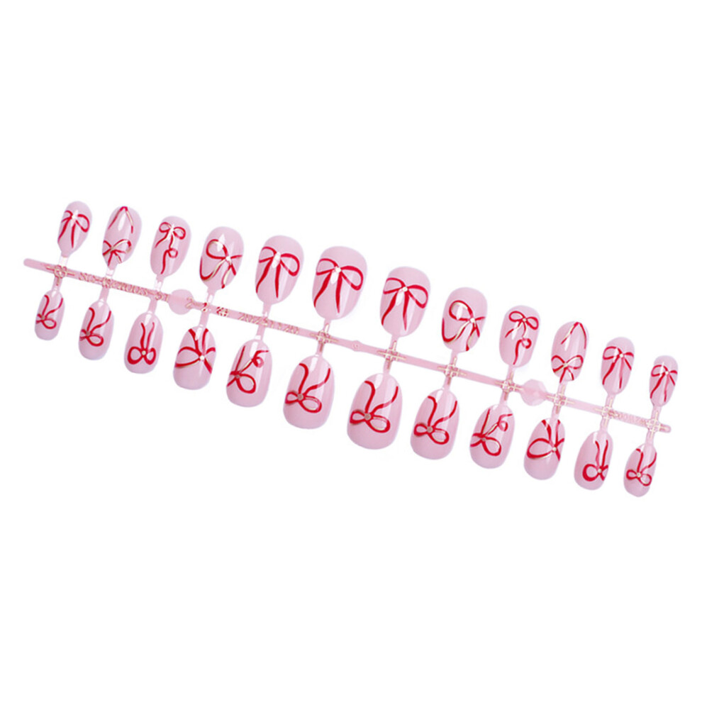 24Pcs Valentine Fake Nail Almond Press on Nail False Nail Tips