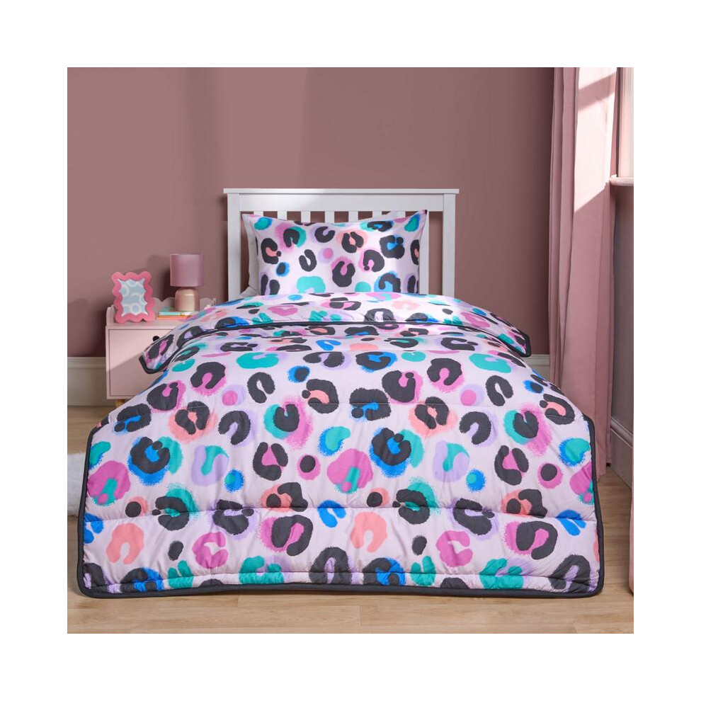 (Leopard Pink, Single) OHS Coverless Quilted Duvet with Pillowcase Set Soft Fleece Teddy Sherpa Cable Knit 7.5/10.5 TOG All Year Round Summer Winter C-image-OPC-PKDVJ6X-NEW