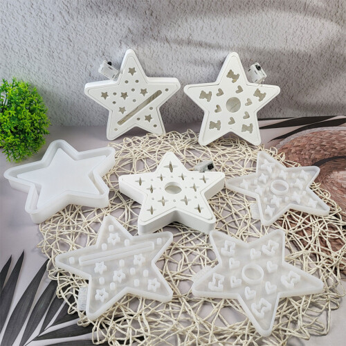 4 Pack Star Projection Candle Holder Molds Multifuntional 1