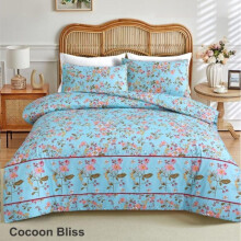 (Cocoon Bliss, Double) 4pcs Complete Bedding Set Includes 1 Duvet Cover, 1 Fitted Sheet, 2 Pillowcases bed soft