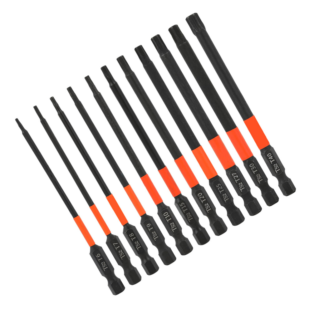 11Pcs 100Mm Hex Screwdriver Bits T 10-T40 Steel Magnetic Hex 7627000034359