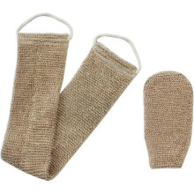 Hemp Back Scrubber Natural Exfoliating Back Strap with Gloves Exfoliating Loofah Back Scrubber with Handle