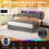 (Grey, LED Headboard with Charging Station) King Upholstered Bed Frame with Hydraulic Storage 7
