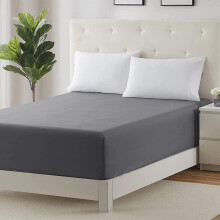 (Grey, Double) 26CM Extra Deep Premium Quality Brushed Microfiber Fitted Bed navy Sheets one pillow - 10 Colors Options, Ultra Soft, Wrinkle-Free &