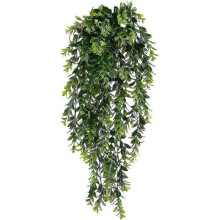 Long Green Plastic Hanging Artificial Plants for Indoor Or Outdoor Home Office Balcony Garden Decor - Pack Of 2