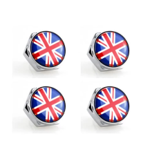 (Red) 4pcs/set For Toyota GR Car Flag Metal Screws License Plate Bolts Auto Accessories For Toyota GR Gazoo Racing British Flag