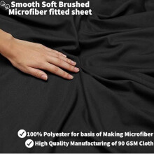 (Black, Single) 30cm Deep Microfiber Fitted Sheet – Ultra Soft, Non-Iron, Hypoallergenic Bed Sheet UK