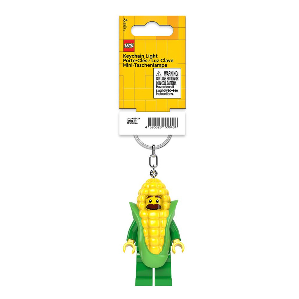 Lego Iconic Corn Cob Costume Guy Minifigure Key (Keyring/Keychain) Light