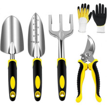 Gardening Tool Set- Hand Tool Set- Gardening Set with Sturdy Die-Cast Aluminum Heads and Ergonomic Handles- with Secateurs/Trowel/Transplanter