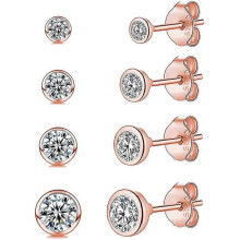 Tiny Stud Earrings for Women Men Girls - Tiny Round Cubic Zirconia Sterling