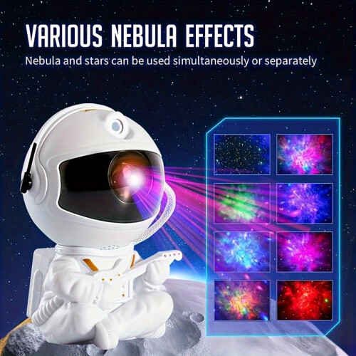 (White) 1pc Astronaut Galaxy Projector,360 Rotating Starry Night Light, Remote Control, USB Powered, Color Changing LED Lights, Adjustable Lighting Method 1