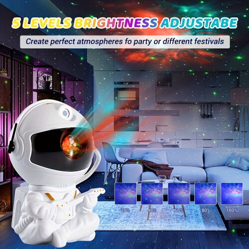 (White) 1pc Astronaut Galaxy Projector,360 Rotating Starry Night Light, Remote Control, USB Powered, Color Changing LED Lights, Adjustable Lighting Method 2