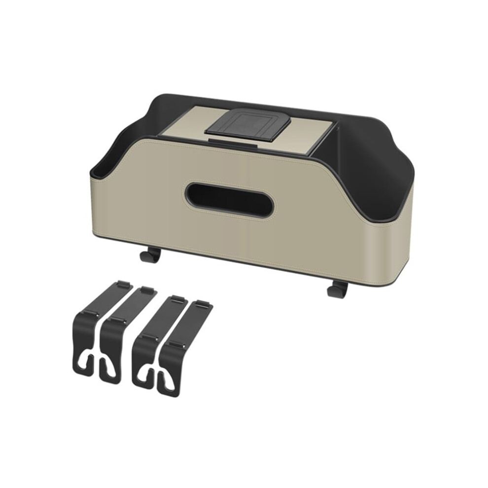 Car Seat Back Storage Box For Renault Kangoo 2021-2024, Organizer With Cup Holders, Phone Holders, Hooks, Tissue Box Beige 6447073574979