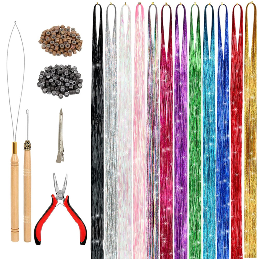 Rainbow Tinsel Hair Extension Kit For Stunning Party Hairstyles