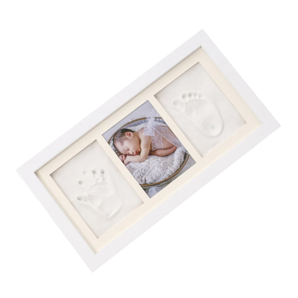 Hand and Keepsake Frame Creative Photo Holder for Newborn Memories White Wooden Nursery Decor with Ink Pad