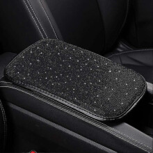 Women Fashion  Armrest Cover for Car, Soft Velvet & Diamonds Design Glitter Rhinestone Auto Center Console Cover Pad