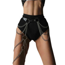 Gothic PU Leather Thigh Harness Black Adjustable Thigh Harness