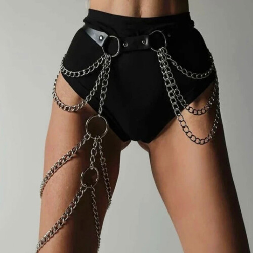 Gothic PU Leather Thigh Harness Black Adjustable Thigh Harness 1