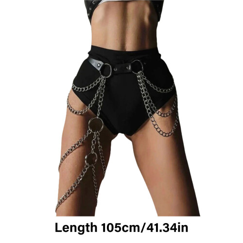 Gothic PU Leather Thigh Harness Black Adjustable Thigh Harness 2