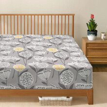 (Floral Gray , Single ) Eversoft Bedding 100% Egyptian Cotton Printed Fitted Sheet – 400 Thread Count Floral Bedding with 30cm Deep Pockets